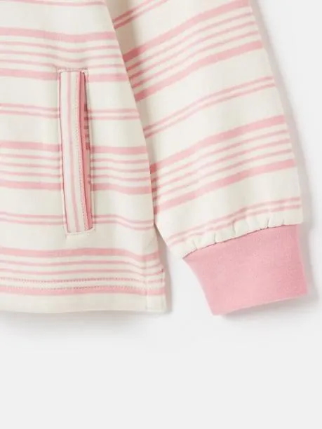 Fleeces and Sweatshirts Girls Joules Pink Stripe Funnel Neck Sweatshirt