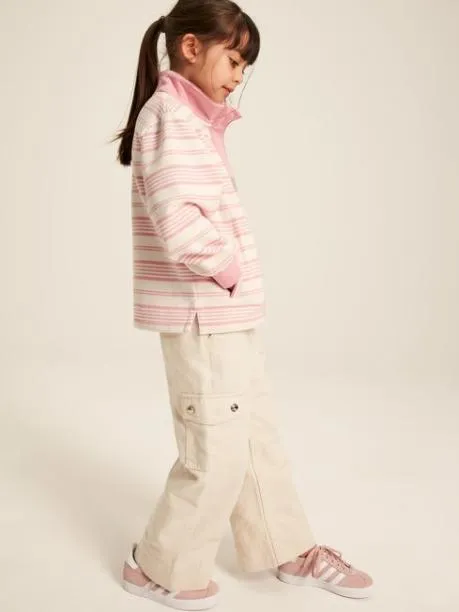 Fleeces and Sweatshirts Girls Joules Pink Stripe Funnel Neck Sweatshirt