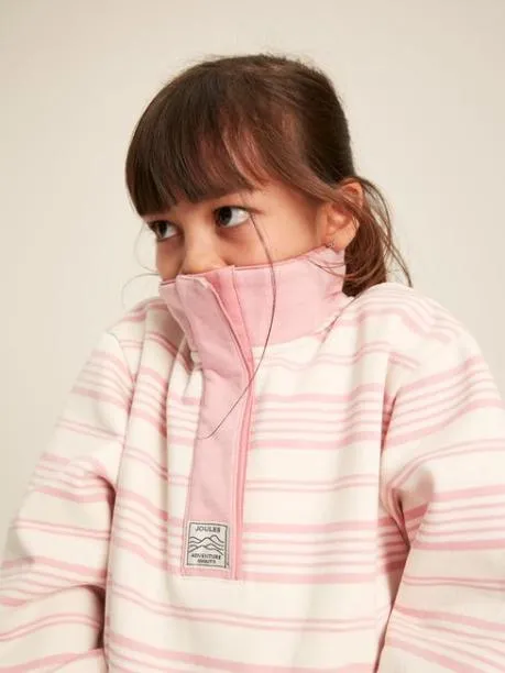 Fleeces and Sweatshirts Girls Joules Pink Stripe Funnel Neck Sweatshirt