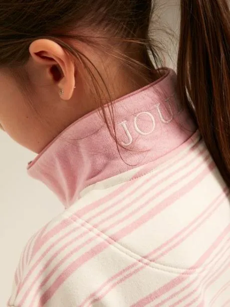 Fleeces and Sweatshirts Girls Joules Pink Stripe Funnel Neck Sweatshirt