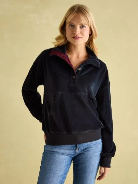 Fleeces and Sweatshirts Women Joules Navy Blue Corduroy Sweatshirt