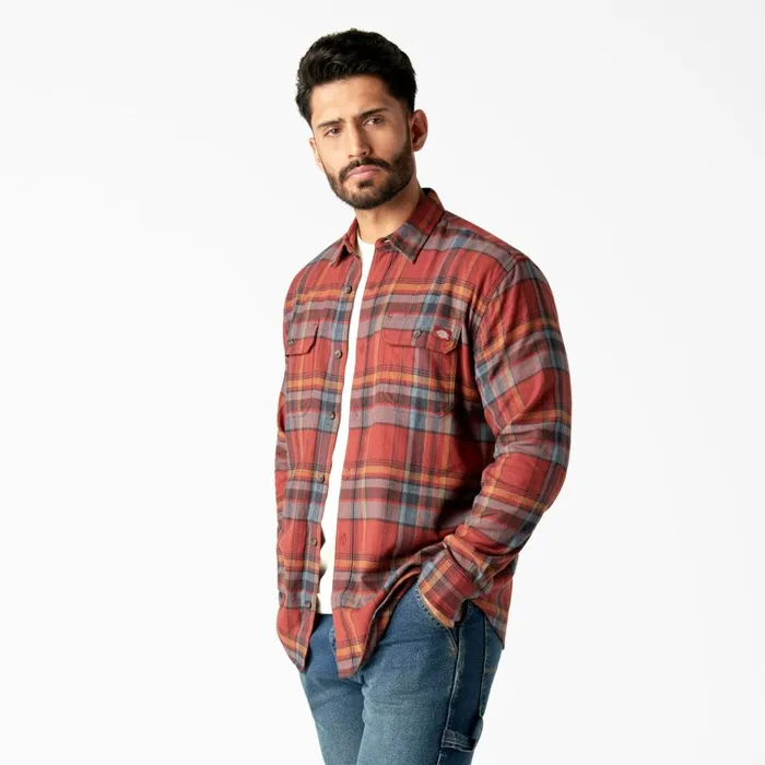 FLEX Long Sleeve Flannel Shirt Fired BrickMulti Plaid Fired Brickmulti Plaid a2q Men Dickies Work Shirts FLEX Long Sleeve Flannel Shirt Fired BrickMulti Plaid Fired Brickmulti Plaid a2q Men Dickies Work Shirts