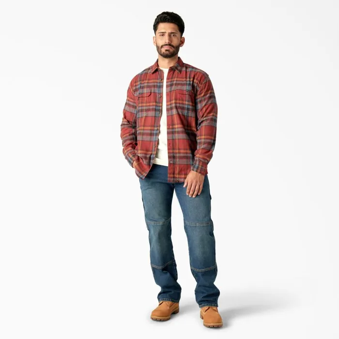 FLEX Long Sleeve Flannel Shirt Fired BrickMulti Plaid Fired Brickmulti Plaid a2q Men Dickies Work Shirts FLEX Long Sleeve Flannel Shirt Fired BrickMulti Plaid Fired Brickmulti Plaid a2q Men Dickies Work Shirts