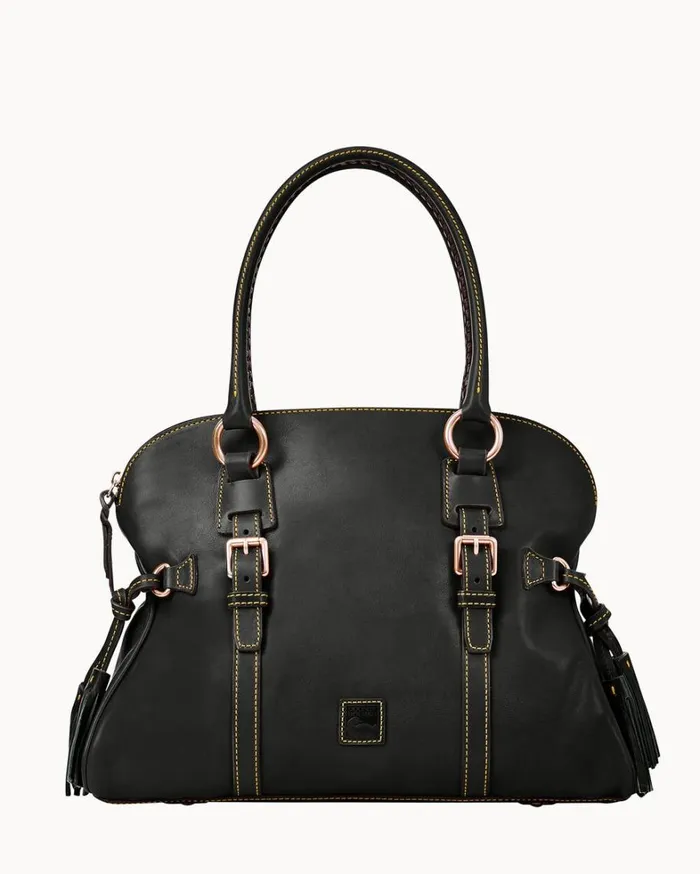 Florentine Domed Buckle Satchel Black Black Women Dooney and Bourke Satchels
