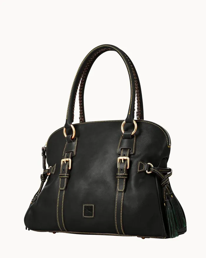 Florentine Domed Buckle Satchel Black Black Women Dooney and Bourke Satchels Florentine Domed Buckle Satchel Black Black Women Dooney and Bourke Satchels