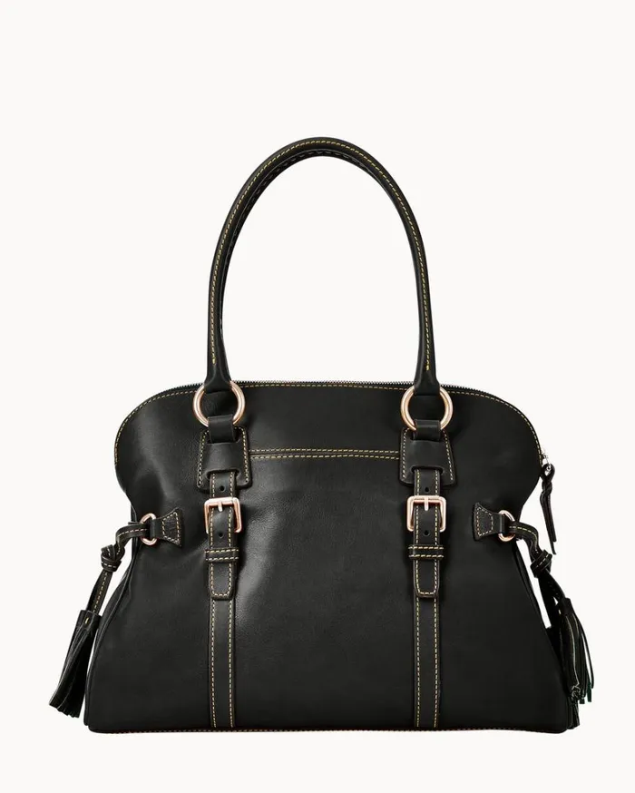 Florentine Domed Buckle Satchel Black Black Women Dooney and Bourke Satchels Florentine Domed Buckle Satchel Black Black Women Dooney and Bourke Satchels