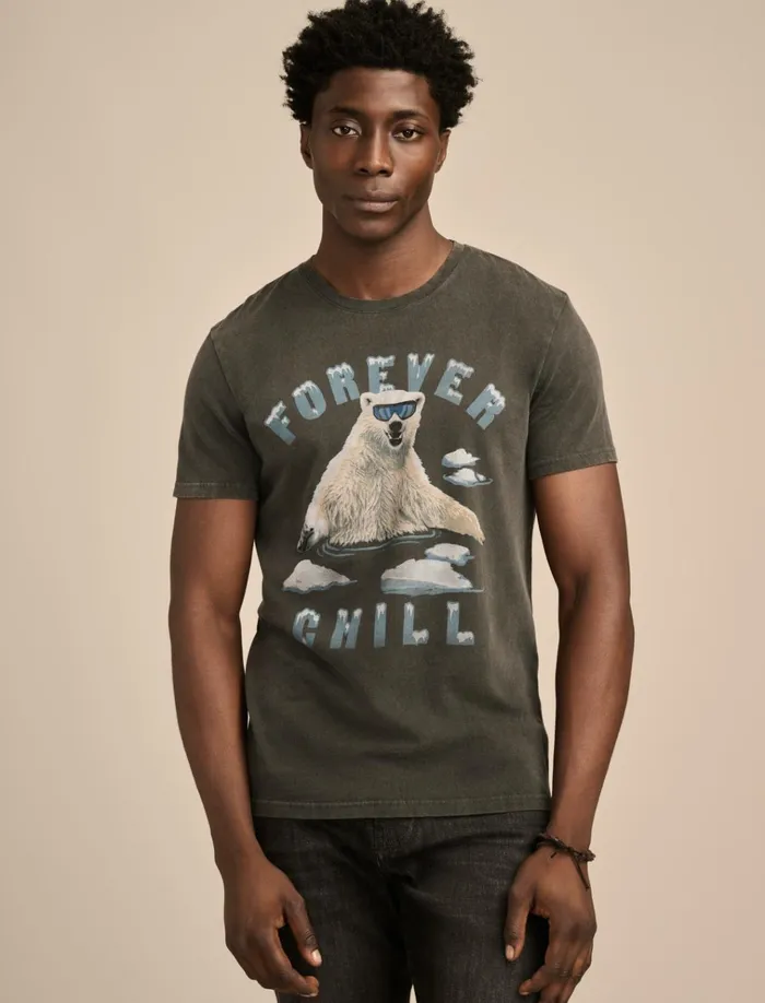 Forever Chill Bear Ebony Men Lucky Brand Graphic Tees