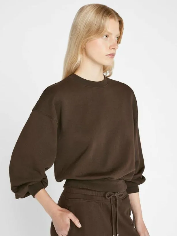 Frame Balloon Sleeve Crew Sweatshirt In Espresso Espresso Women Sweaters