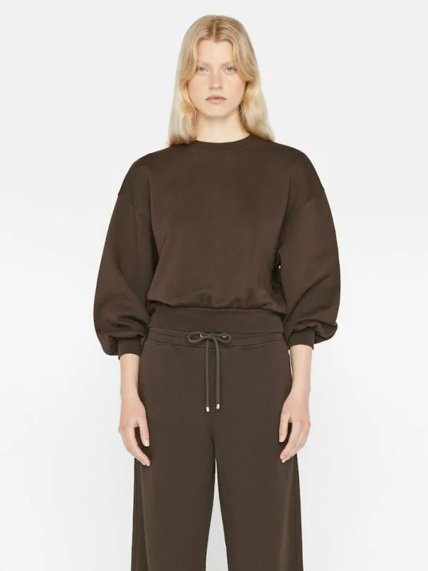 Frame Balloon Sleeve Crew Sweatshirt In Espresso Espresso Women Sweaters Frame Balloon Sleeve Crew Sweatshirt In Espresso Espresso Women Sweaters