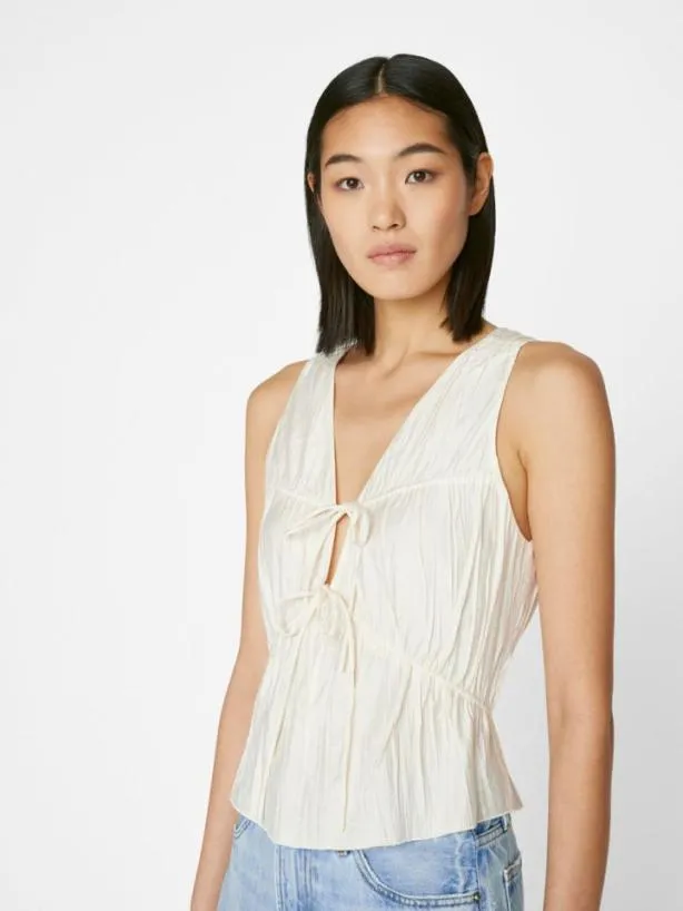 Frame Cinched Crinkle Tank In Off White Off White Women Tops and Blouses Frame Cinched Crinkle Tank In Off White Off White Women Tops and Blouses