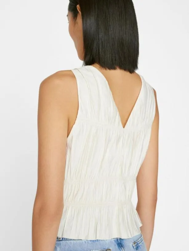 Frame Cinched Crinkle Tank In Off White Off White Women Tops and Blouses Frame Cinched Crinkle Tank In Off White Off White Women Tops and Blouses