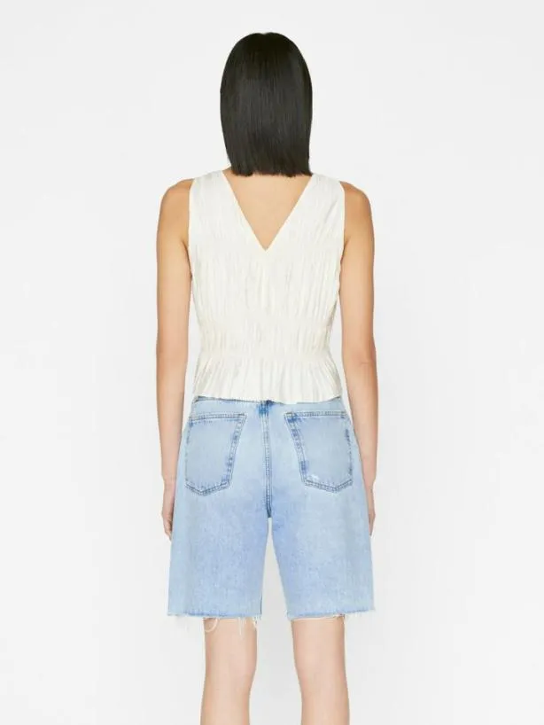 Frame Cinched Crinkle Tank In Off White Off White Women Tops and Blouses Frame Cinched Crinkle Tank In Off White Off White Women Tops and Blouses