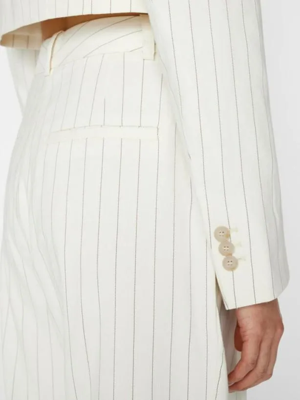 Frame Cropped Strong Shoulder Blazer In Bone Multi Bone Multi Women Jackets and Coats Frame Cropped Strong Shoulder Blazer In Bone Multi Bone Multi Women Jackets and Coats