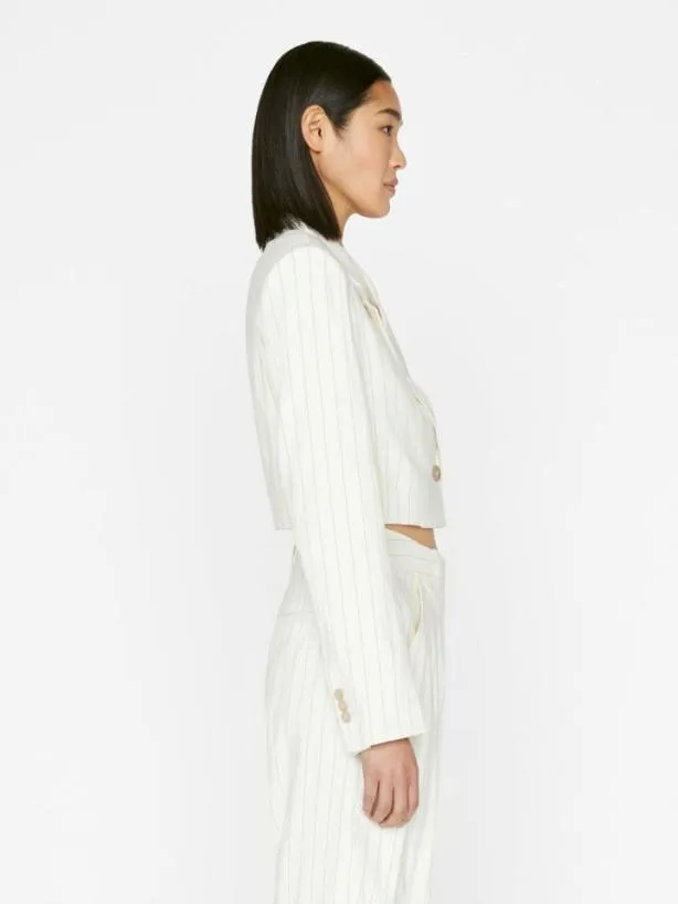 Frame Cropped Strong Shoulder Blazer In Bone Multi Bone Multi Women Jackets and Coats Frame Cropped Strong Shoulder Blazer In Bone Multi Bone Multi Women Jackets and Coats