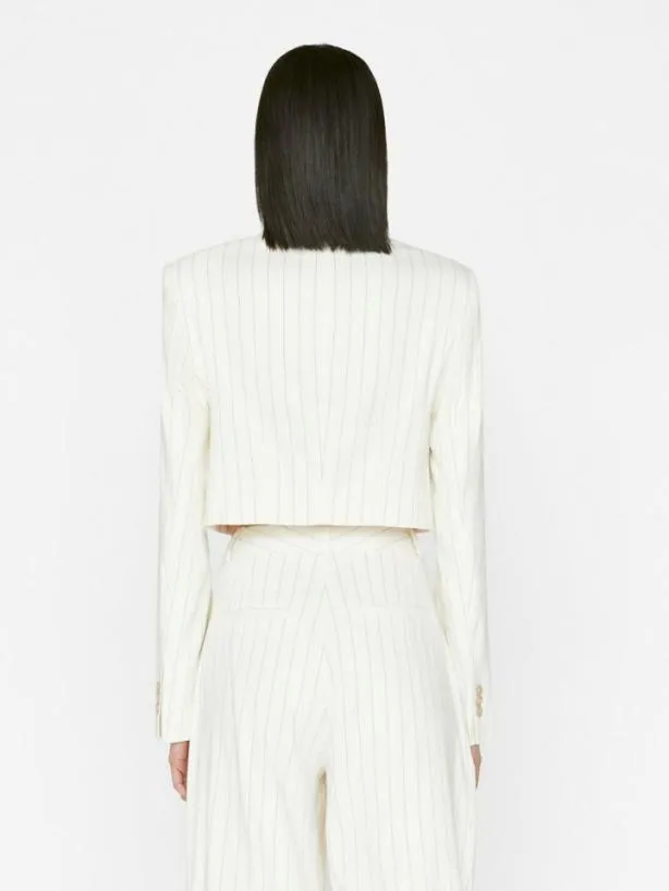 Frame Cropped Strong Shoulder Blazer In Bone Multi Bone Multi Women Jackets and Coats Frame Cropped Strong Shoulder Blazer In Bone Multi Bone Multi Women Jackets and Coats
