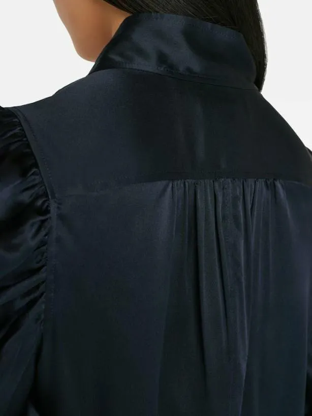 Frame Gillian Top In Navy Navy Women Tops and Blouses Frame Gillian Top In Navy Navy Women Tops and Blouses