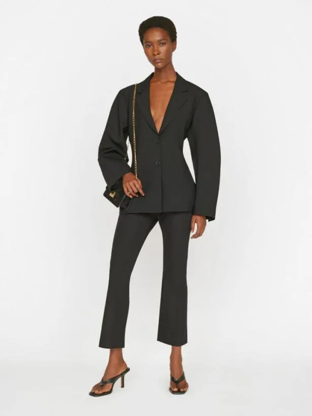 Frame Le Crop Mini Boot Trouser In Noir Noir Women Pants Frame Le Crop Mini Boot Trouser In Noir Noir Women Pants