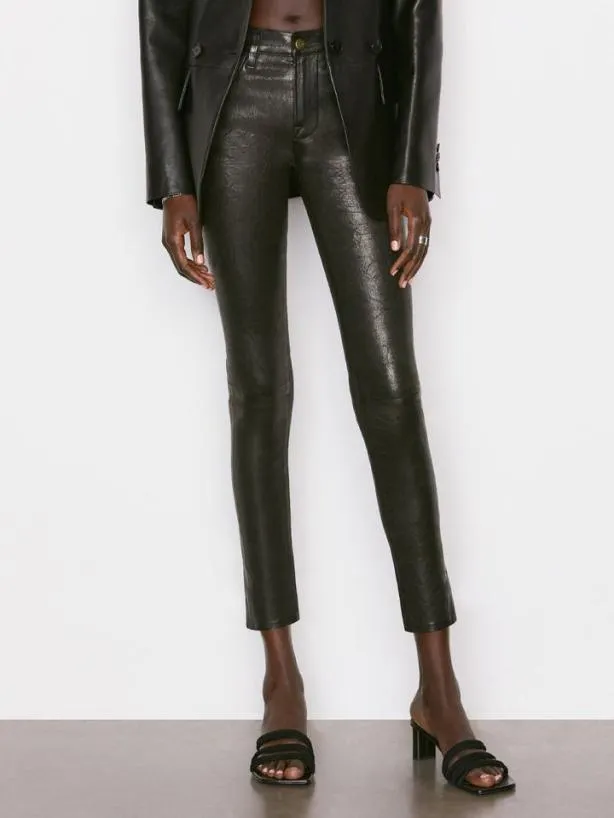 Frame Leather Le High Skinny In Washed Black Washed Black Women Pants