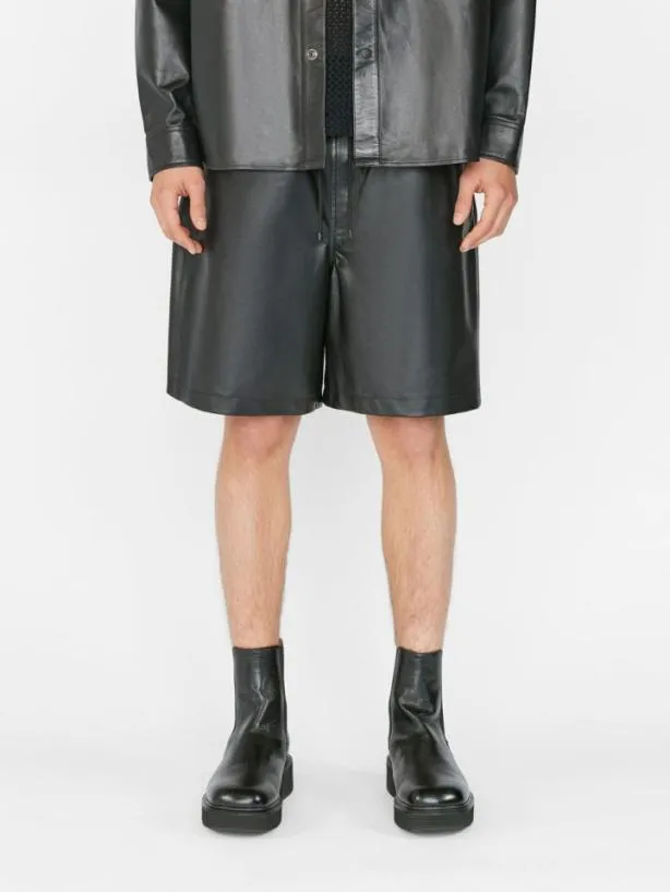 Frame Leather Short In Noir Noir Men Pants and Shorts Frame Leather Short In Noir Noir Men Pants and Shorts