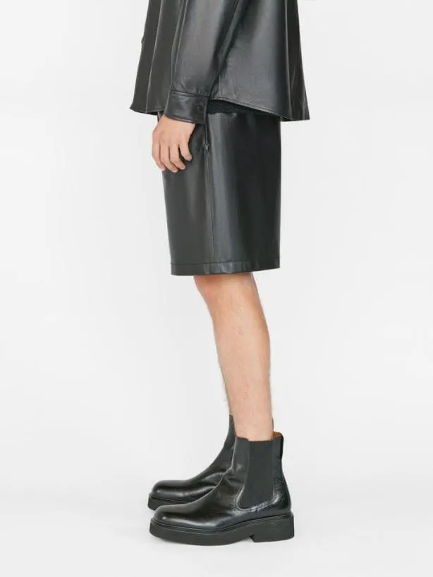 Frame Leather Short In Noir Noir Men Pants and Shorts Frame Leather Short In Noir Noir Men Pants and Shorts