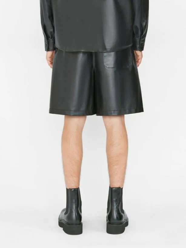 Frame Leather Short In Noir Noir Men Pants and Shorts Frame Leather Short In Noir Noir Men Pants and Shorts
