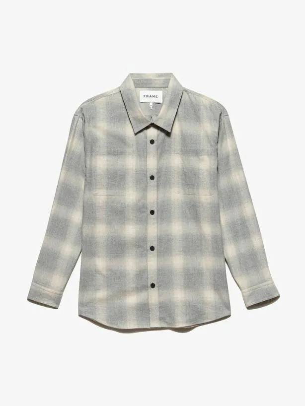 Frame Plaid Flannel Shirt In GreyOatmeal Plaid Greyoatmeal Plaid Men Shirts