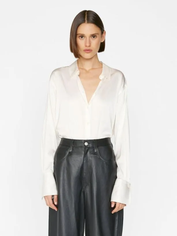 Frame The Standard Shirt In Off White Off White Women Tops and Blouses