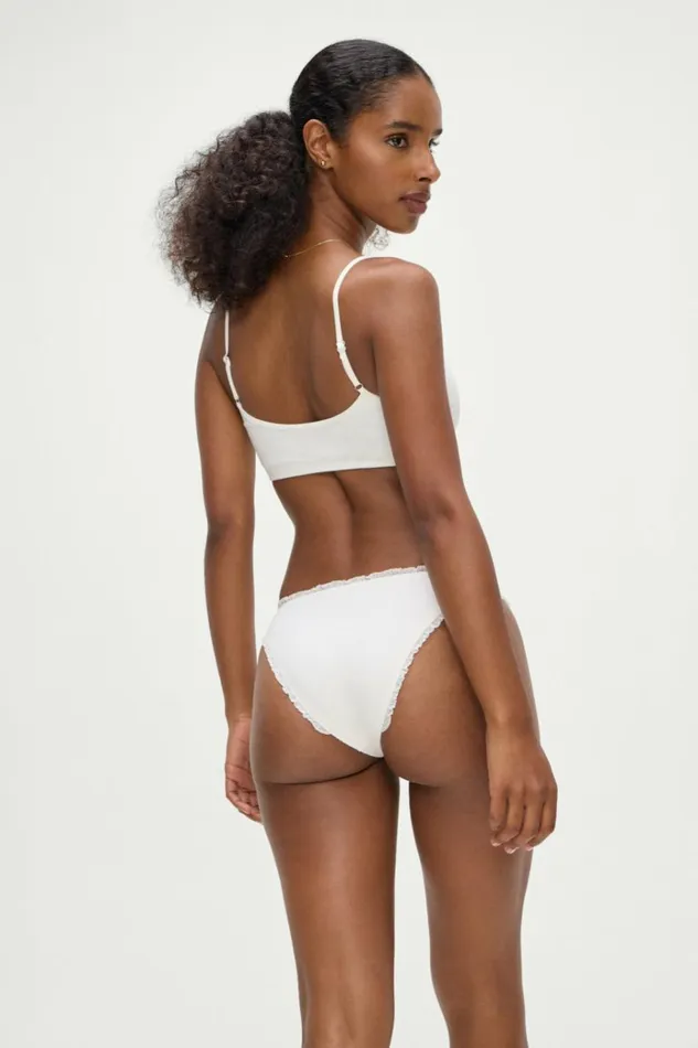 Frankies Bikinis Beck High Waisted Bikini Bottom White Women Bikinis