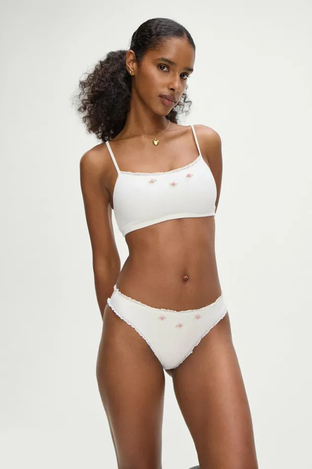 Frankies Bikinis Beck High Waisted Bikini Bottom White Women Bikinis