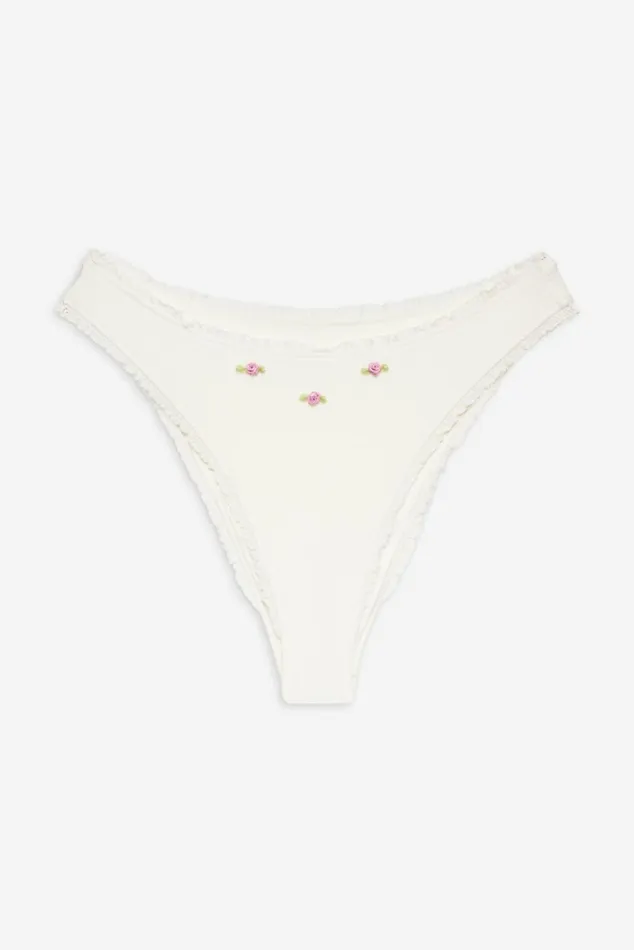 Frankies Bikinis Beck High Waisted Bikini Bottom White Women Bikinis