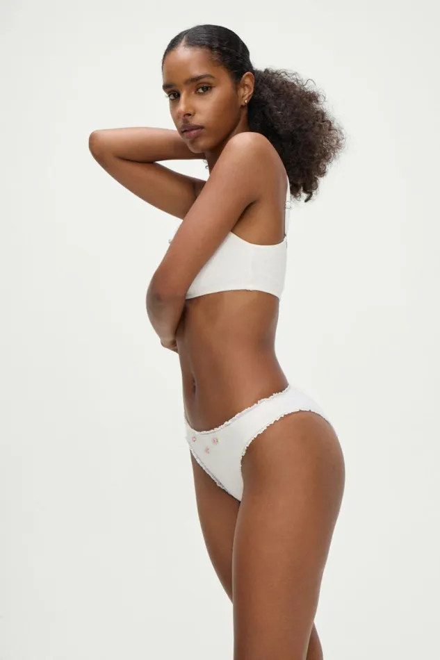 Frankies Bikinis Beck High Waisted Bikini Bottom White Women Bikinis