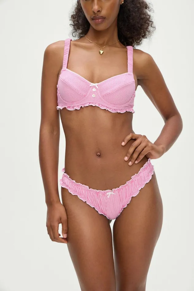 Frankies Bikinis Beloved Bikini Bottom Pink Stripe Women Bikinis