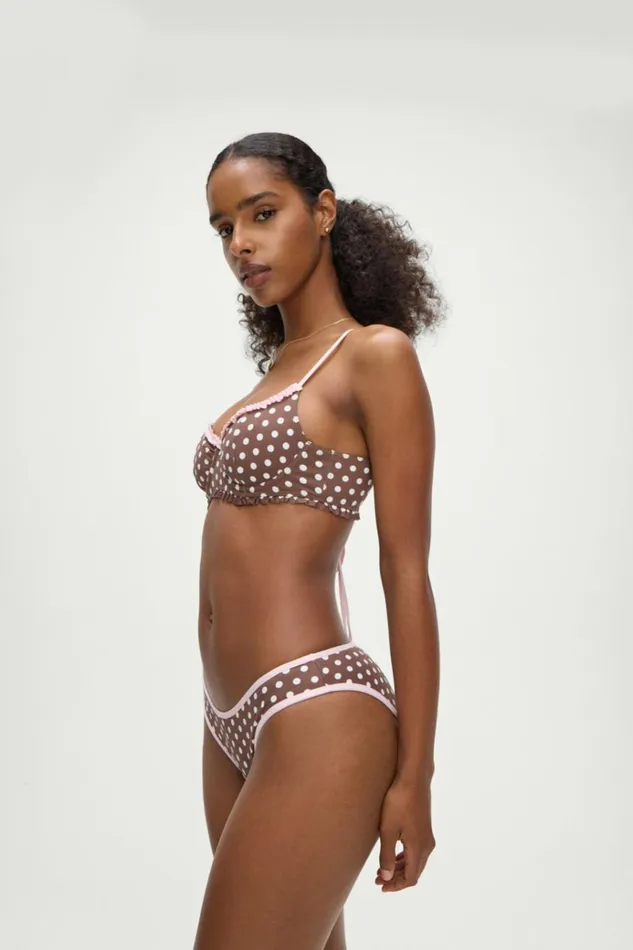Frankies Bikinis Catalina Full Coverage Bikini Bottom Cocoa Dot Women Bikinis