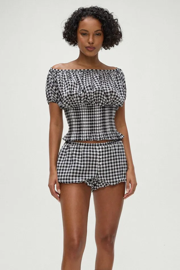 Frankies Bikinis Cider Bloomers Black Gingham Women Matching Sets