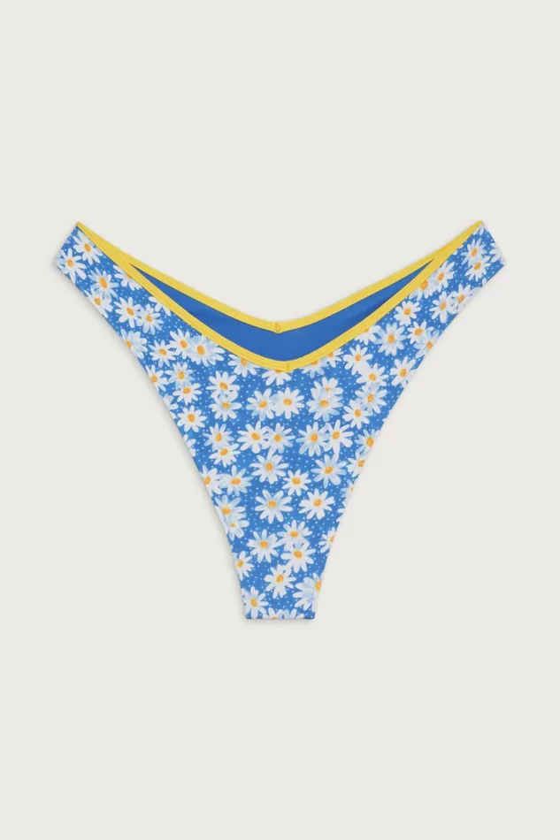 Frankies Bikinis Enzo Cheeky Bikini Bottom Blue Daisy Women Bikinis