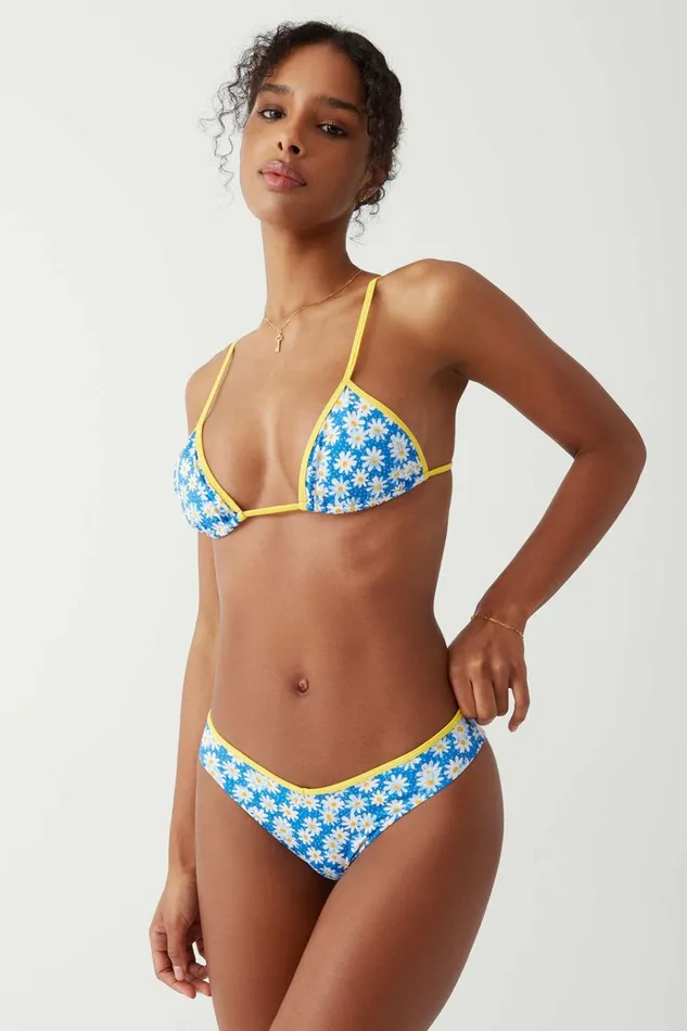 Frankies Bikinis Enzo Cheeky Bikini Bottom Blue Daisy Women Bikinis