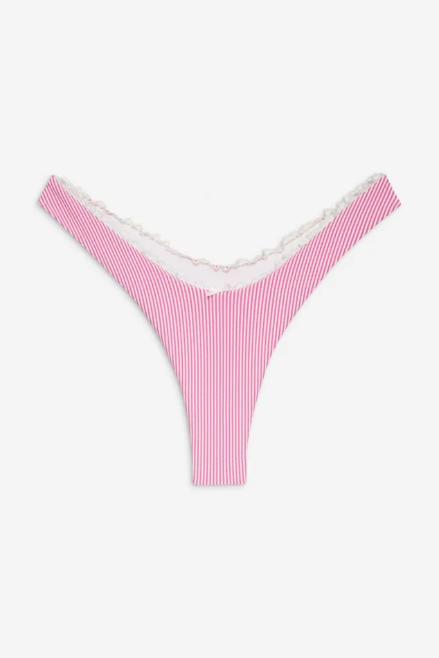 Frankies Bikinis Full Moon Micro Bikini Bottom Pink Stripe Women Bikinis