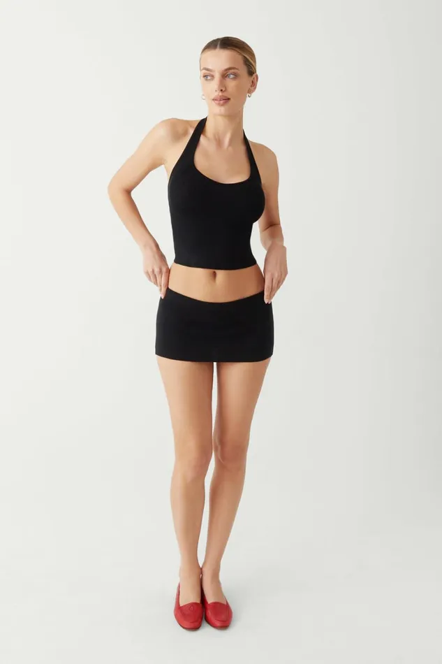 Frankies Bikinis Marialla Knit Halter Top Black Women Tops