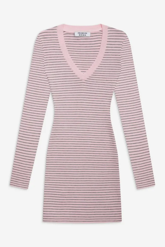 Frankies Bikinis Sweetheart Knit Dress Rosewater Stripe Women Dresses