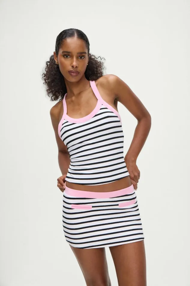 Frankies Bikinis Velma Racerback Tank Top Vintage Stripe Women Matching Sets