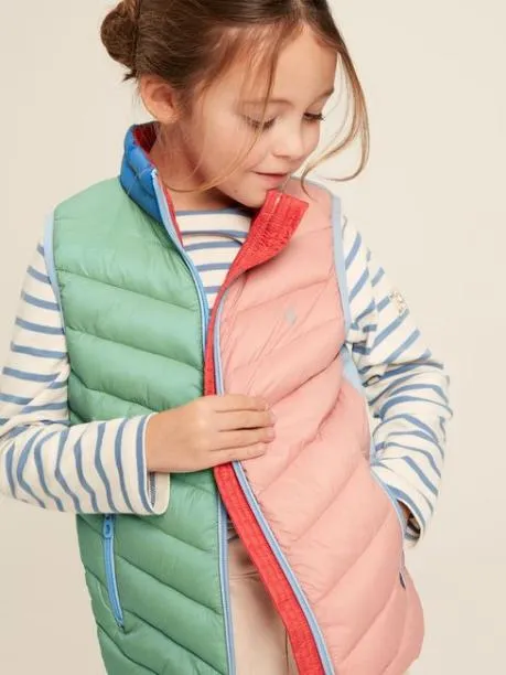 Gilets Girls Joules Pink Hotchpotch Showerproof Quilted Gilet