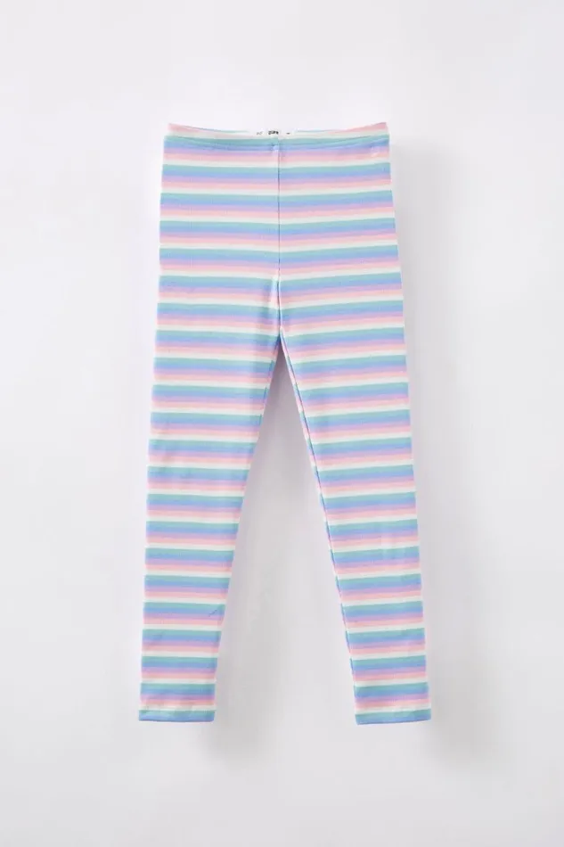 Girls Leggings Pants and Jeans Cotton On Huggie Tights Sky Rainbow Stripe