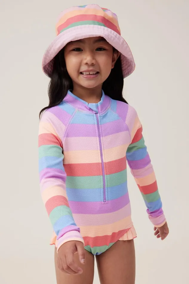 Girls Swimwear Cotton On Lydia One Piece Block Stripe Rainbow