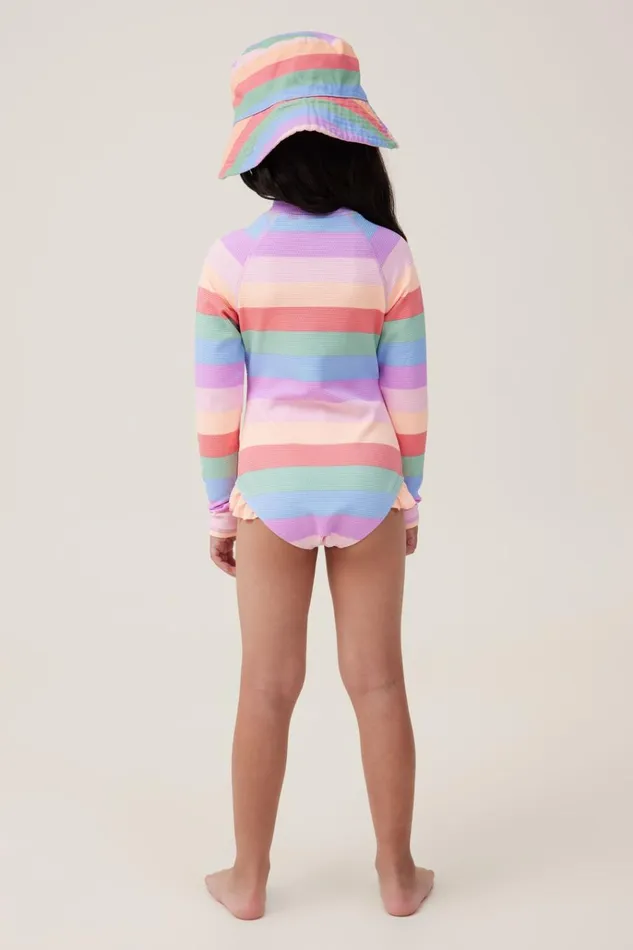 Girls Swimwear Cotton On Lydia One Piece Block Stripe Rainbow Girls Swimwear Cotton On Lydia One Piece Block Stripe Rainbow