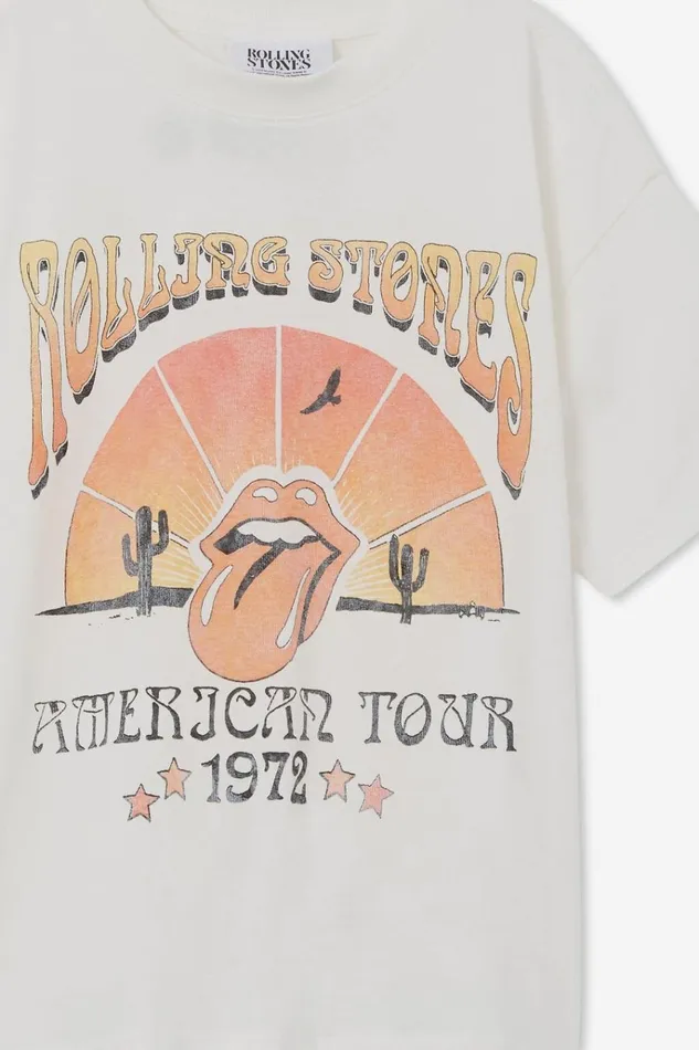 Girls Tops and TShirts Cotton On License Drop Shoulder Short Sleeve Tee Lcn Bra Rollingstones American Tour72vanilla Girls Tops and TShirts Cotton On License Drop Shoulder Short Sleeve Tee Lcn Bra Rollingstones American Tour72vanilla