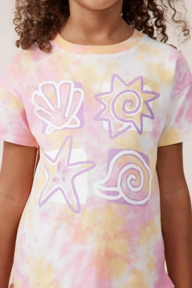 Girls Tops and TShirts Cotton On Poppy Short Sleeve Print Tee Tie Dyeshells Girls Tops and TShirts Cotton On Poppy Short Sleeve Print Tee Tie Dyeshells