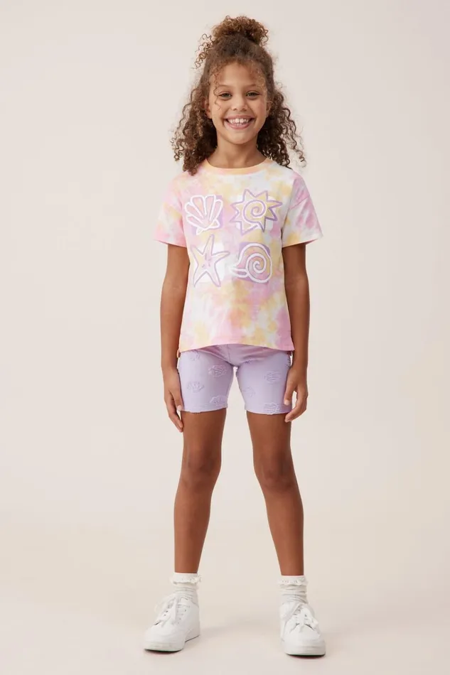 Girls Tops and TShirts Cotton On Poppy Short Sleeve Print Tee Tie Dyeshells Girls Tops and TShirts Cotton On Poppy Short Sleeve Print Tee Tie Dyeshells