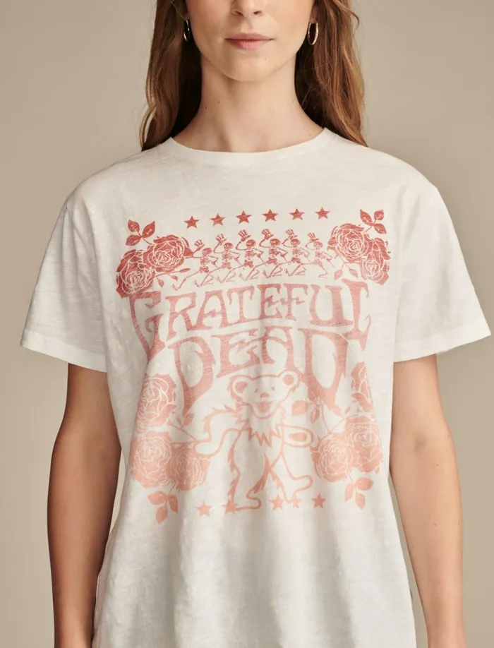 Grateful Dead Poster Boyfriend Tee Bright White Women Lucky Brand Graphic Tees