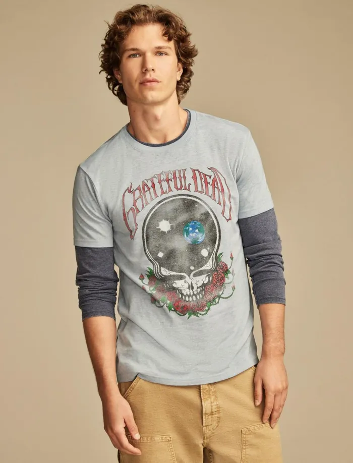 Grateful Dead Space Faded Denim Men Lucky Brand Graphic Tees