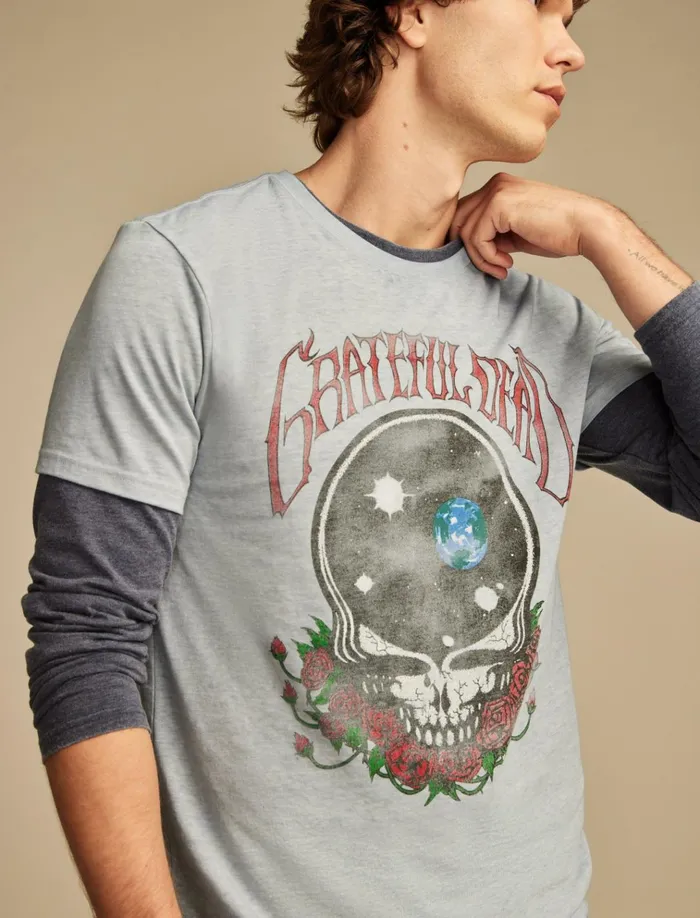 Grateful Dead Space Faded Denim Men Lucky Brand Graphic Tees